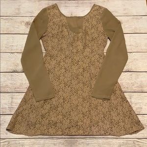 Altar’d State Tan Lace Skater Dress